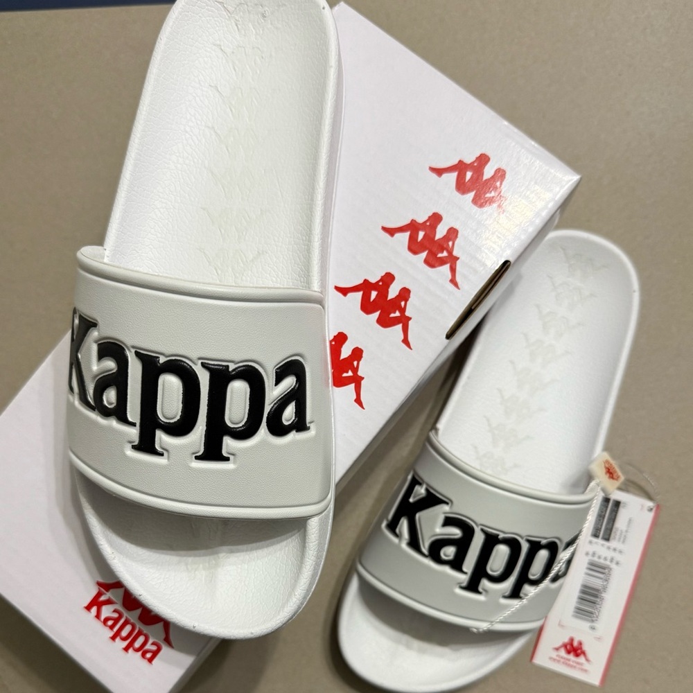 Kappa White Slides with Black Logo NWT Unisex